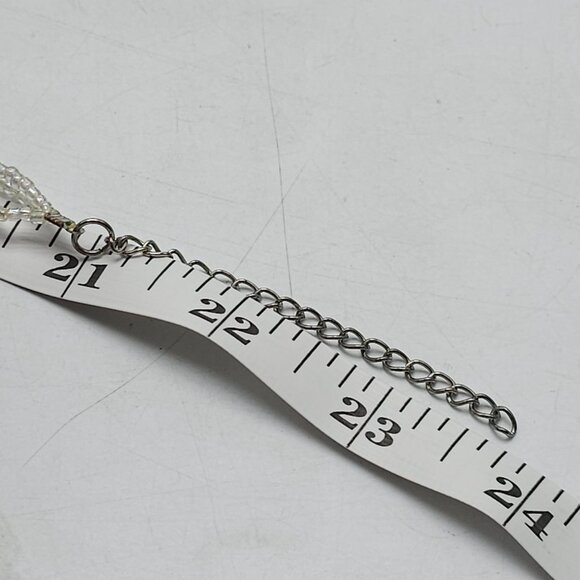 Triple-Strand Beaded Necklace Carved Shell Flower Pendant Adjustable Chain - Picture 5 of 5